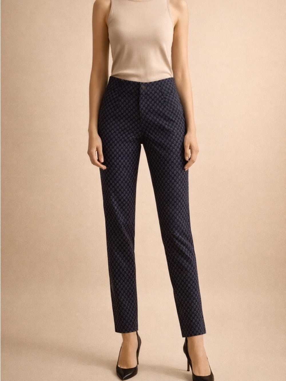 PGA Tour Navy Geometric Straight-Leg Pants for Women